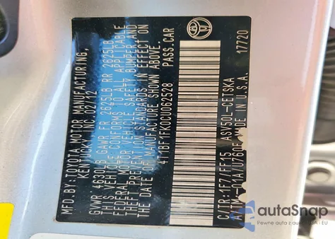 2012 Toyota Camry Base z USA, uszkodzony, nr VIN 4T1BF1FK0CU062528